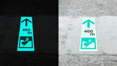 【日本初！津波避難誘導サイン】岩手県盛岡市発。東北エヌティエス、道路（市道）施工可能な、高輝度蓄光塗装による津波避難誘導用「RM蓄光シート」開発に成功。