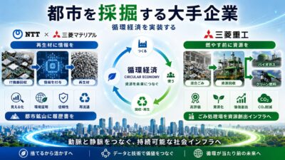 【都市を採掘する大手企業】“情報”付き再生材から“ごみ”のエネルギー化まで、NTT・三菱マテリアル・三菱重工が挑む循環経済の実装