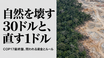 【COP17最終盤、焦点は「お金」と「ルール」】自然を壊す30ドルと、直す1ドル　エレバンで問われる資金の流れと、日本が持ち帰るべき宿題